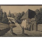 Zambor jelzéssel: Utcarészlet (Erdély?). Tus, papír, üvegezett fakeretben. 17,5×22 cm