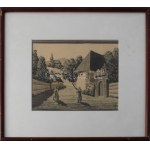 Zambor jelzéssel: Utcarészlet (Erdély?). Tus, papír, üvegezett fakeretben. 17,5×22 cm