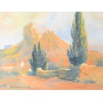 Zimmermann jelzéssel: Várrom, 1941. Akvarell, papír. Üvegezett fakeretben, 28,5x37 cm