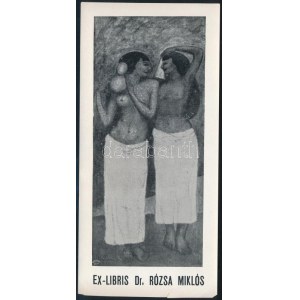 Sassy Attila (1880-1967): Ex libris Dr. Rózsa Miklós. Fotocinkográfia, raszteres klisé, papír. Jelzett a nyomaton ...