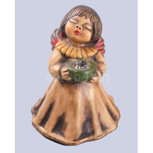 Bozner Engle Thun zeneszerkezetes kerámia angyal, működik, m: 14,5 cm