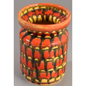 Iparművész váza, címkével jelzett, hibátlan, m: 16 cm