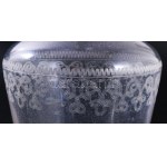 Antik fújt italos palack dugóval, m: 29,5 cm