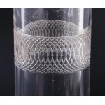 Antik fújt italos palack dugóval, m: 29,5 cm