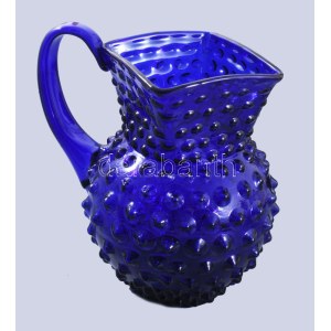Királykék bütykös kancsó, hibátlan, m: 21 cm