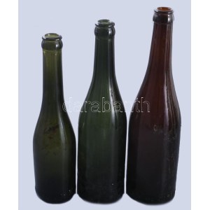 3 darab régi sörösüveg, m: 29 cm alatt