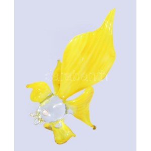 Murano art aranyhal figura, részben színezett üveg, jelzés nélkül, hibátlan, m: 10 cm