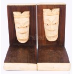Art deco könyvtámasz pár csont rárakással, 15x16 cm