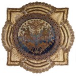 Bahram Gur vadászata. cca 1898, német vagy francia, szászánida selyemszöveg fémszállal hímzett modern másolata...