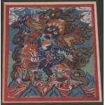 Buddhista csakli / Tsaklik. Istenséget ábrázoló miniatűr festmények, beavatási kártyák 4 db, kézzel festett 6x7 cm, XIX...