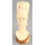Afrikai csont fej asztaldísz, ragasztott, m: 13 cm