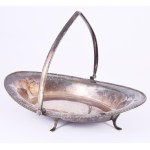 Angol ezüstözött kínáló, jelzett, 31x23 cm