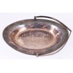 Angol ezüstözött kínáló, jelzett, 31x23 cm