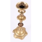 Bronz gyertyatartó. Magyar, cca 18-19.sz, m: 24 cm