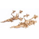 Antik masszív bronz háromágú fali gyertyatartó pár, 55x40 cm