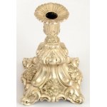 cca 1890, 2 darab barokk ezüstözött gyertyatartó, m: 16-19 cm