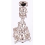 cca 1880-1900 Ezüstözött gyertyatartó, m: 25 cm
