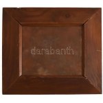 Réz nyomólemez, rajta "Protest" feliratot tartó madár alakjával, fa keretben, 16x18 cm