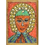 Ikon, mozaik (üveg és műanyag), jelzés nélkül, XXI. sz. eleje, fakeretben, 31x23 cm