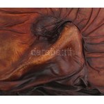 Oláh Sándor (1959-): Ébredő akt. Bőr kép, plasztika. Jelezve a hátoldalán bélyegzővel...