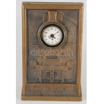cca 1930 Magyar Kir. Állami Vas- Acél és Gépgyárak Budapest öntött bronz asztali óra, óra része nem működik, m...