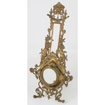 cca 1900 Neorokokó bronz asztali barométer- és hőmérőtartó, m: 44 cm