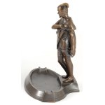 cca 1900 Mephisto alakjával díszített patinázott bronz hamuzó, 21x22 cm