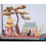 Antik kínai dioráma, alján címkén jelzett, 20x13 cm