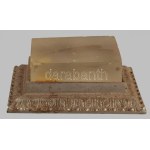 2 db kristály és fém levélnehezék, kis sérüléssel 11 cm