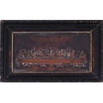 Az utolsó vacsora, réz dombormű fa keretben. ca 1900 13x25 cm, 34x22 cm