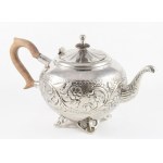 Sheffield nagyméretű angol ezüstözött teás kanna, fa fogóval, 33x19 cm
