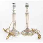 cca 1940 Ezüstözött lámpa pár, m: 32 cm