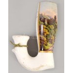 1861 Antik Porcelán pipa, Heiderlberg, kézzel festett, feliratozott. 12 cm