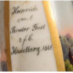 1861 Antik Porcelán pipa, Heiderlberg, kézzel festett, feliratozott. 12 cm