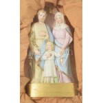 Apácamunka. cca 1900, a Szent Család porcelán szobrával, sérüléssel, 73x52 cm