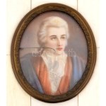 XIX. sz.: Jelzés nélkül: Miniatúra. akvarell, karton. 4x5 cm. csont és réz keretben 9x8 cm ...