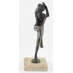 Josef Lorenzl (1892-1950): Art deco táncosnő. Patinázott bronz, márvány talapzaton, jelzés nélkül, m...