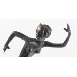 Josef Lorenzl (1892-1950): Art deco táncosnő. Patinázott bronz, márvány talapzaton, jelzés nélkül, m...