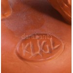 Kligl Sándor (1945-): Fésülködő nő. Terrakotta, jelzett, ragasztott, m: 33,5 cm