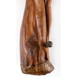 Jálics Gyula (1940-2016). Ecce Homo. Faragott fa, réz kiegészítőkkel, falra akasztható...
