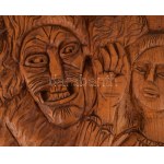 Jálics Gyula (1940-2016): Busójárás. Faragott fa, jelzett, 58x29 cm