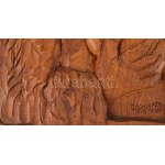 Jálics Gyula (1940-2016): Busójárás. Faragott fa, jelzett, 58x29 cm
