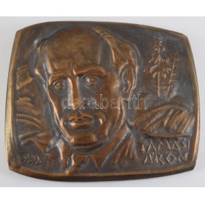Hunyadi László (1933): Tamási Áron. Bronz kisplasztika. Jelzett 26x20 cm