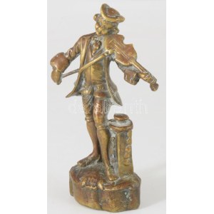 Hegedűs, bronz szobor, jelzés nélkül 22 cm