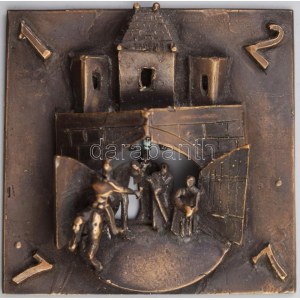 Kótai József (1940-): IV. László Sopron kapujában. 2003, patinázott bronz, egyedi munka, 8x8 cm /// Proveniencia...