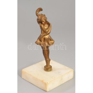 Charleston táncosnő fém szobor, márvány talapzaton, m: 15,5 cm