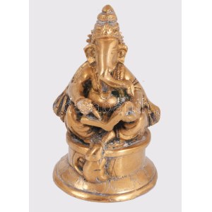 Olvasó Ganésa bronz szobor, m: 12 cm
