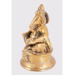 Olvasó Ganésa bronz szobor, m: 12 cm
