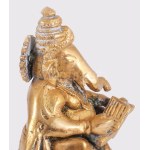 Olvasó Ganésa bronz szobor, m: 12 cm