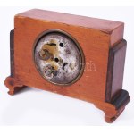 Art deco faházas asztali óra, hibás, egyik mutatója kiesett a helyéről, 11x16x4,5 cm